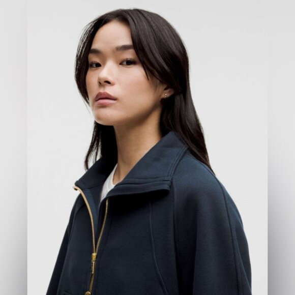 NWT Lululemon Scuba Oversized Funnel-Neck Half Zip Gold Zipper True Navy XS/S - Picture 6 of 15